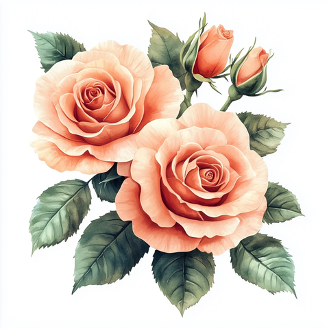 桃色玫瑰花束插画