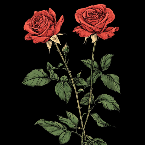 玫瑰花漫画插图