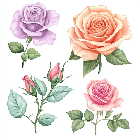 春季花朵矢量插画集合