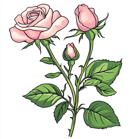 玫瑰矢量插画春日配色