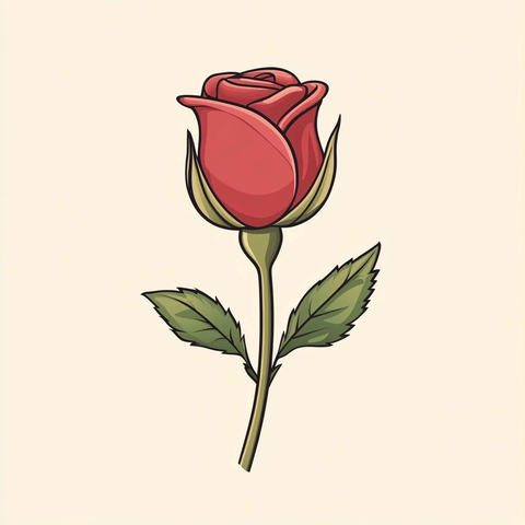 卡通风格玫瑰花蕾插画