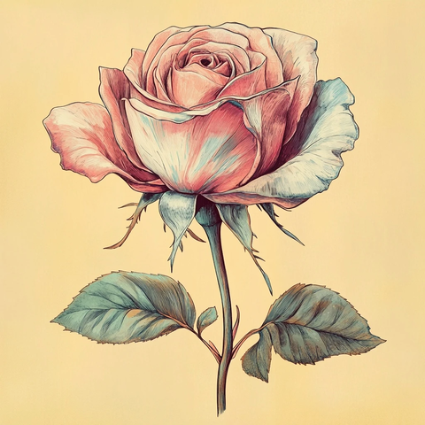 玫瑰花复古素描