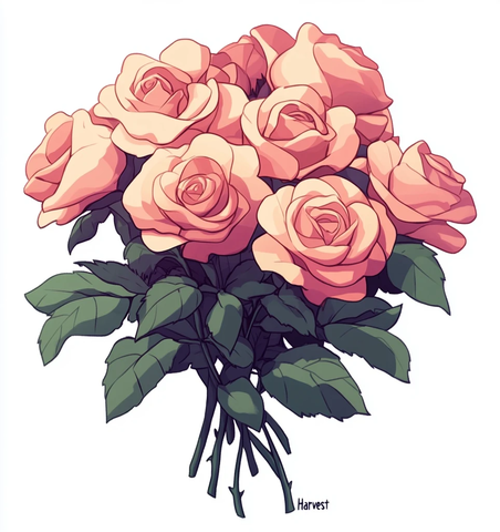 粉玫瑰丰收图标