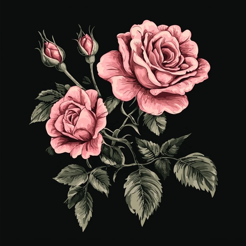 粉色复古玫瑰图案服装设计