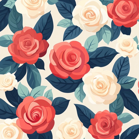 扁平风格玫瑰花散布背景