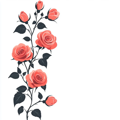 简约矢量玫瑰藤蔓文字