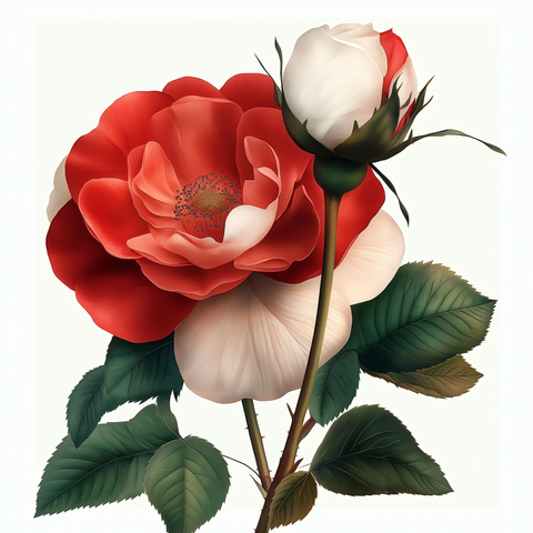 玫瑰复古插画设计图