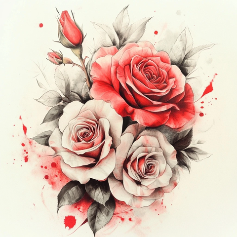 玫瑰花多角度绽放绘图