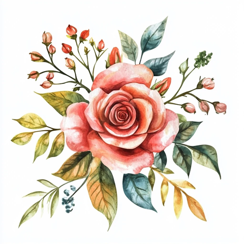 白背景上的波西米亚风花卉