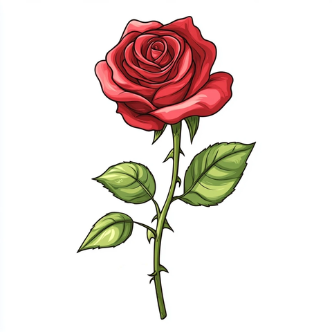 卡通风格红玫瑰插画