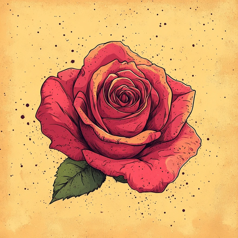 顶部视角玫瑰插画