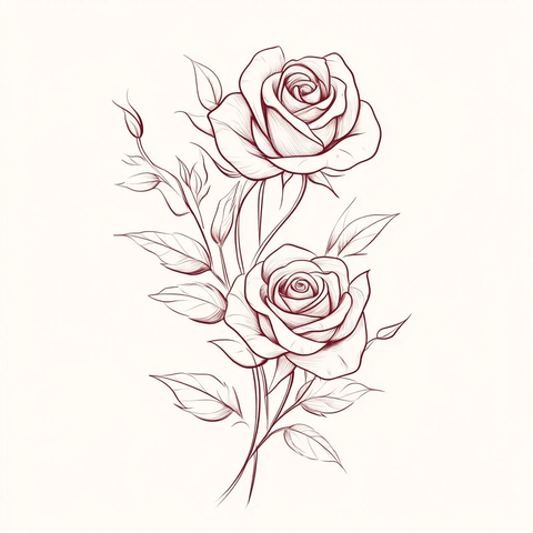 简约线条玫瑰叶饰