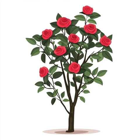 玫瑰丛矢量插画