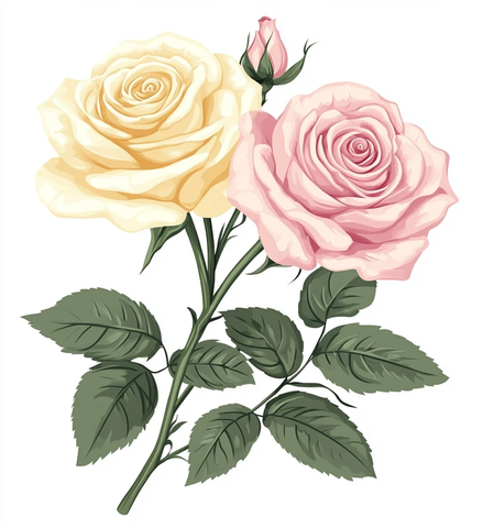 粉色玫瑰矢量插画