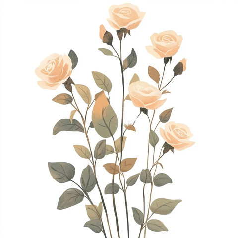 玫瑰丛插画壁挂装饰