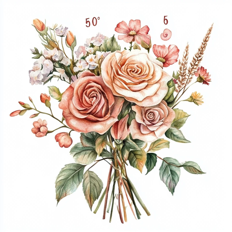 茶色玫瑰花水彩插画