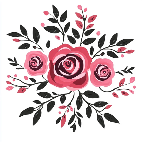民艺风格玫瑰花朵图案