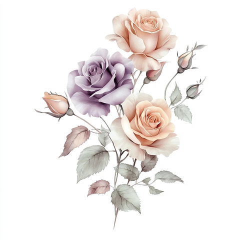 淡彩玫瑰纹身设计