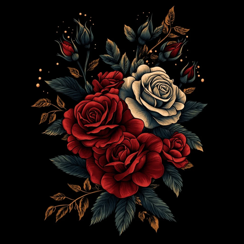 玫瑰花朵纹身插画