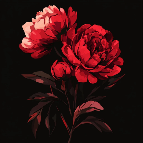 红牡丹二维向量图