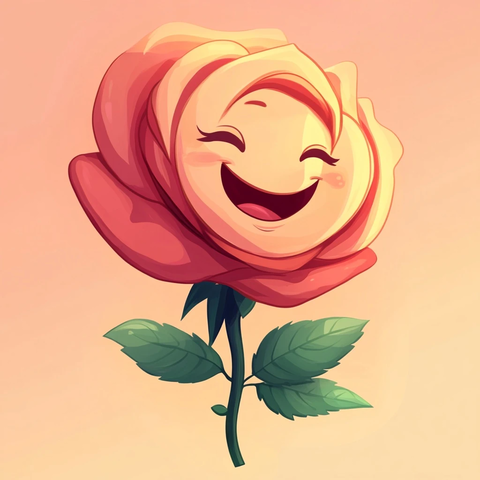 卡通玫瑰笑脸儿童插画