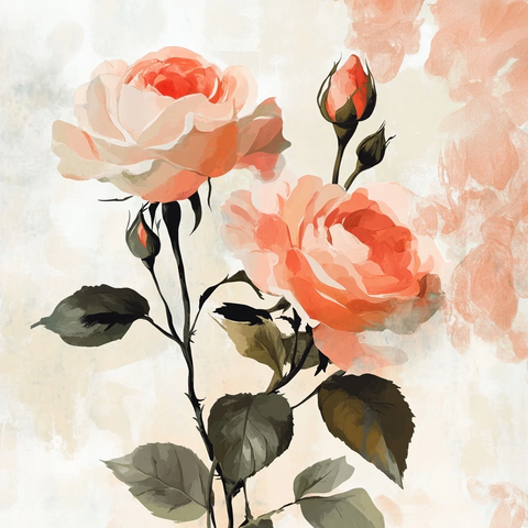 时尚玫瑰艺术插画