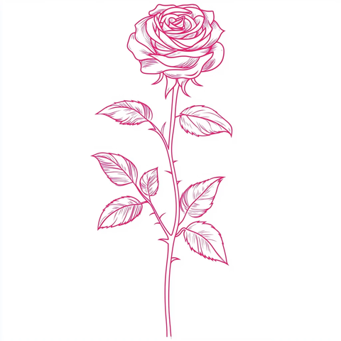 粉线玫瑰长茎带刺叶