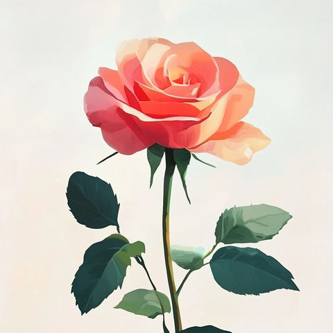 玫瑰白背景艺术风格