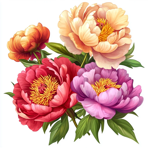 几朵盛开的芍药花