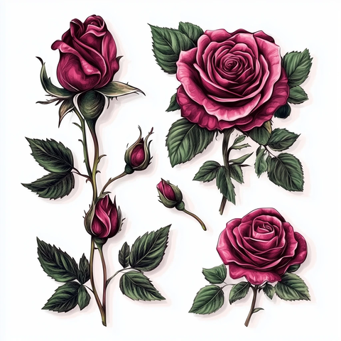 玫瑰贴纸矢量设计
