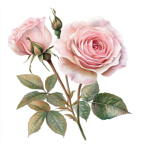 粉色玫瑰花孤立插画