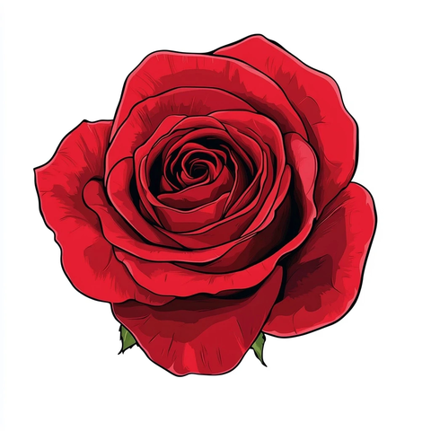 红玫瑰顶部视图矢量图