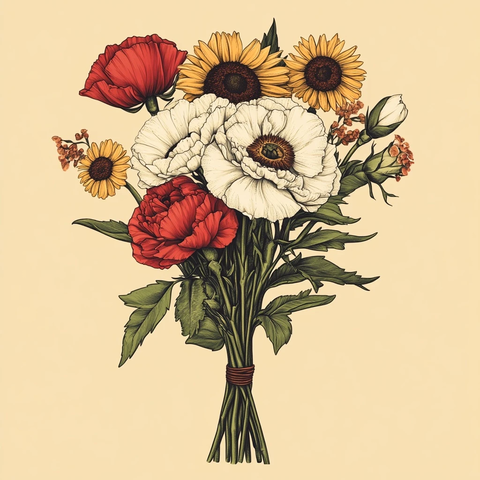 白花束捆绑白花环