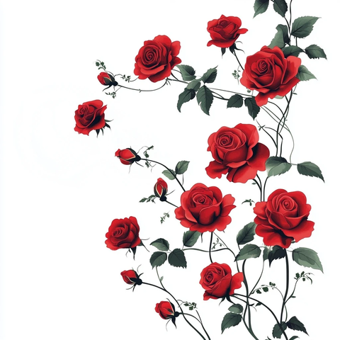 红玫瑰插画