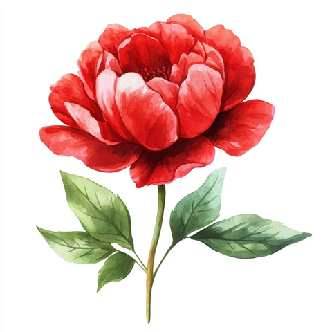 红牡丹矢量插画