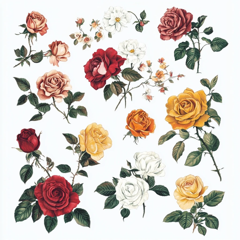 多种颜色玫瑰花卉图案