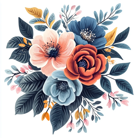 波西米亚风格花朵插画