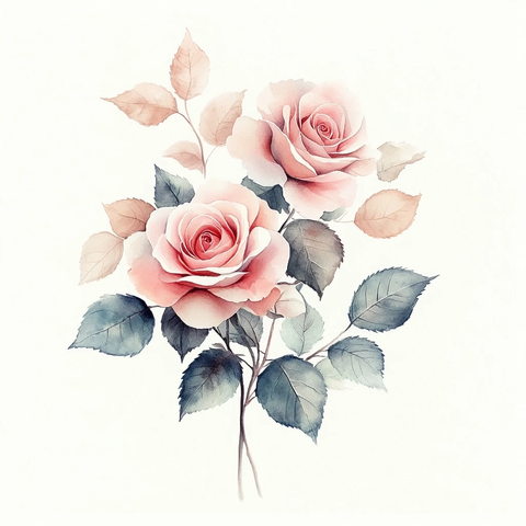 淡粉色玫瑰与浅色叶子