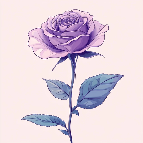 紫色玫瑰花茎与单叶
