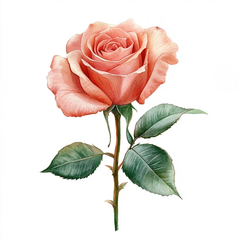水彩风格玫瑰花