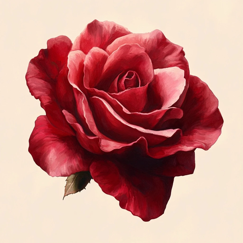 红玫瑰厚涂油画特写