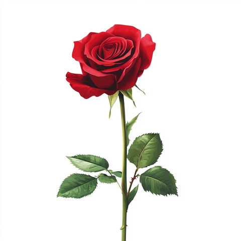 红色矢量玫瑰侧面剪影