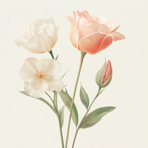 玫瑰郁金香矢车菊绿绒蒿