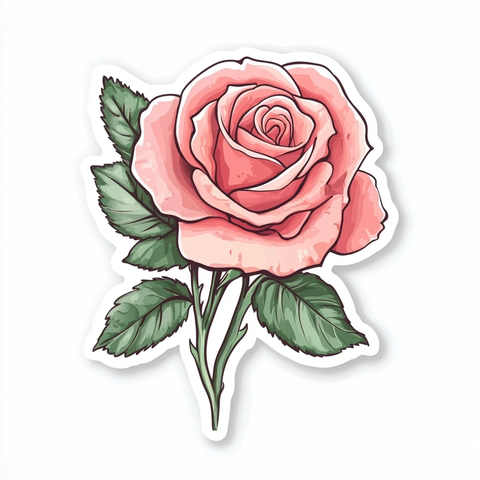 玫瑰矢量插画贴纸设计