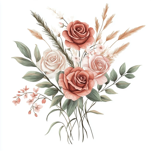 波西米亚风花卉水彩画