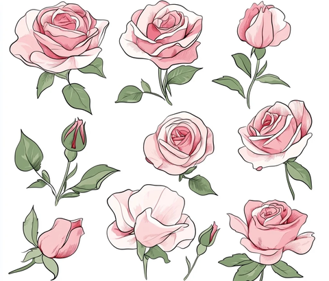 粉色玫瑰水彩剪贴画
