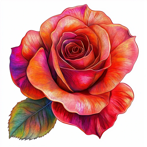 鲜艳玫瑰厚实线条