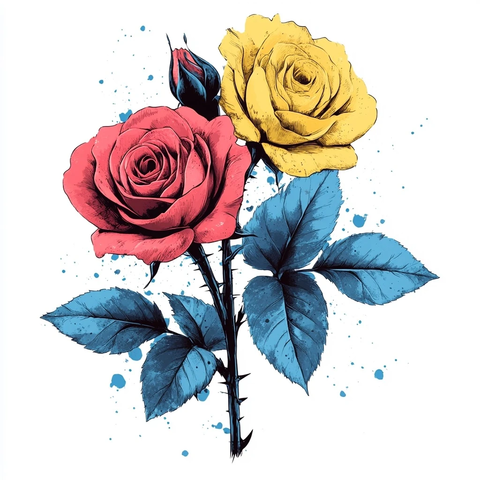 双色调矢量玫瑰图案