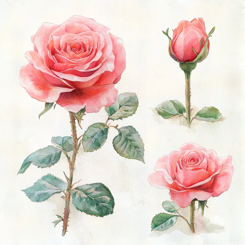 水彩玫瑰手绘图