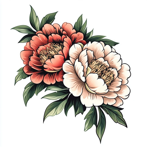 牡丹矢量纹身图案